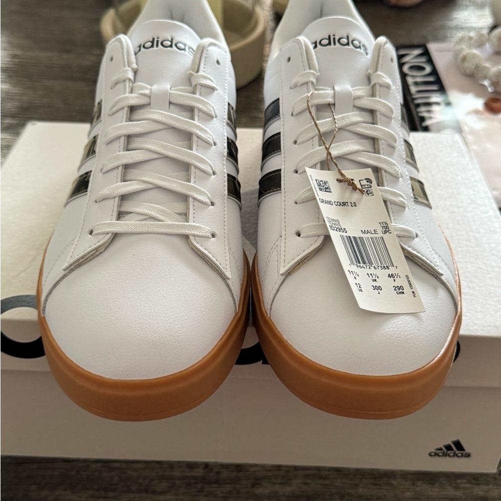 Adidas White Sneakers camo strips